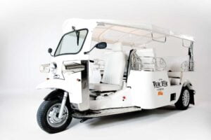 tuk tuk without passengers with an all white background