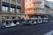 Several tuk tuks parked in front of Hard Rock Café in Restauradores - Lisbon