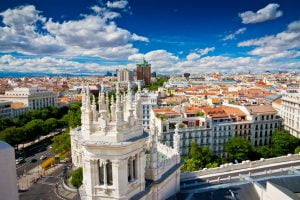 Overview of Madrid's buildings and roads.