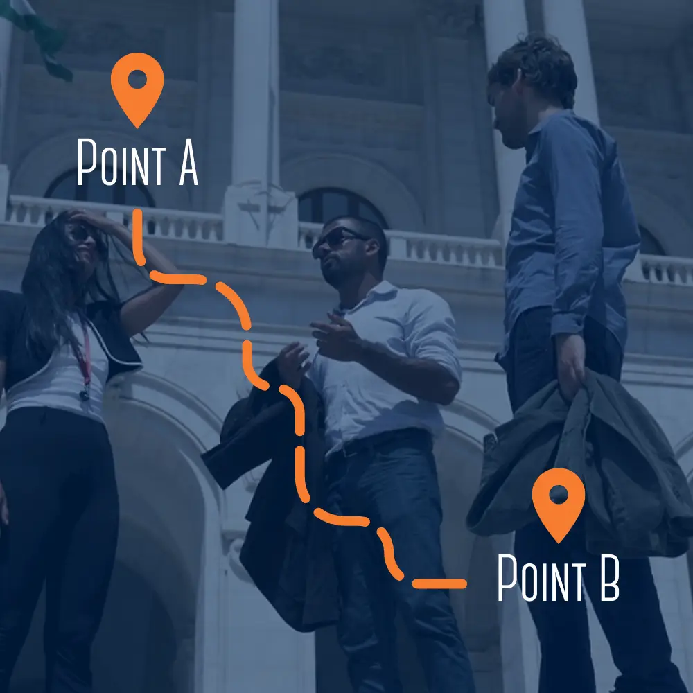 illustration with a point a to point b itinerary