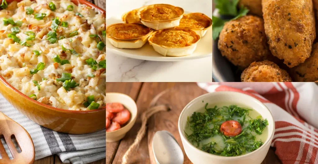 collection of traditional portuguese food